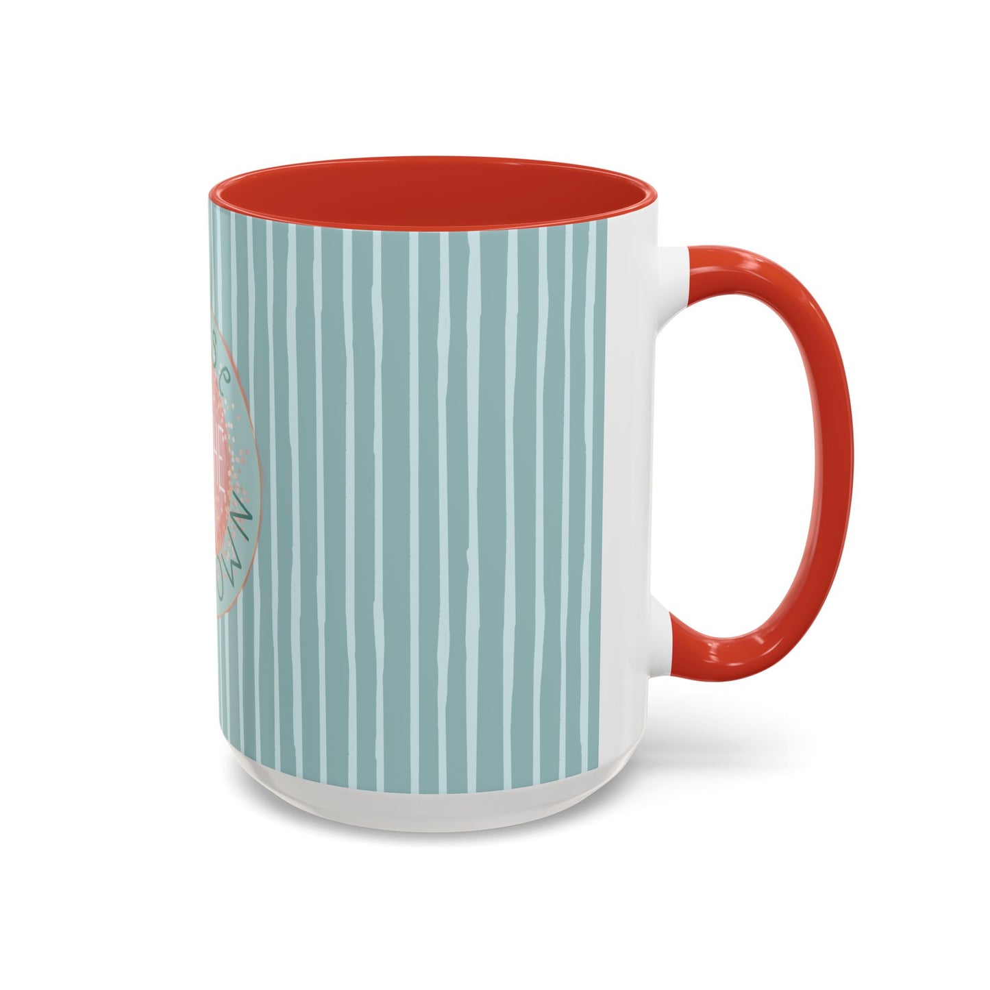 Pause Breathe Calm Down in Blue Candy Drip Stripes - Accent Coffee Mug (11, 15oz)