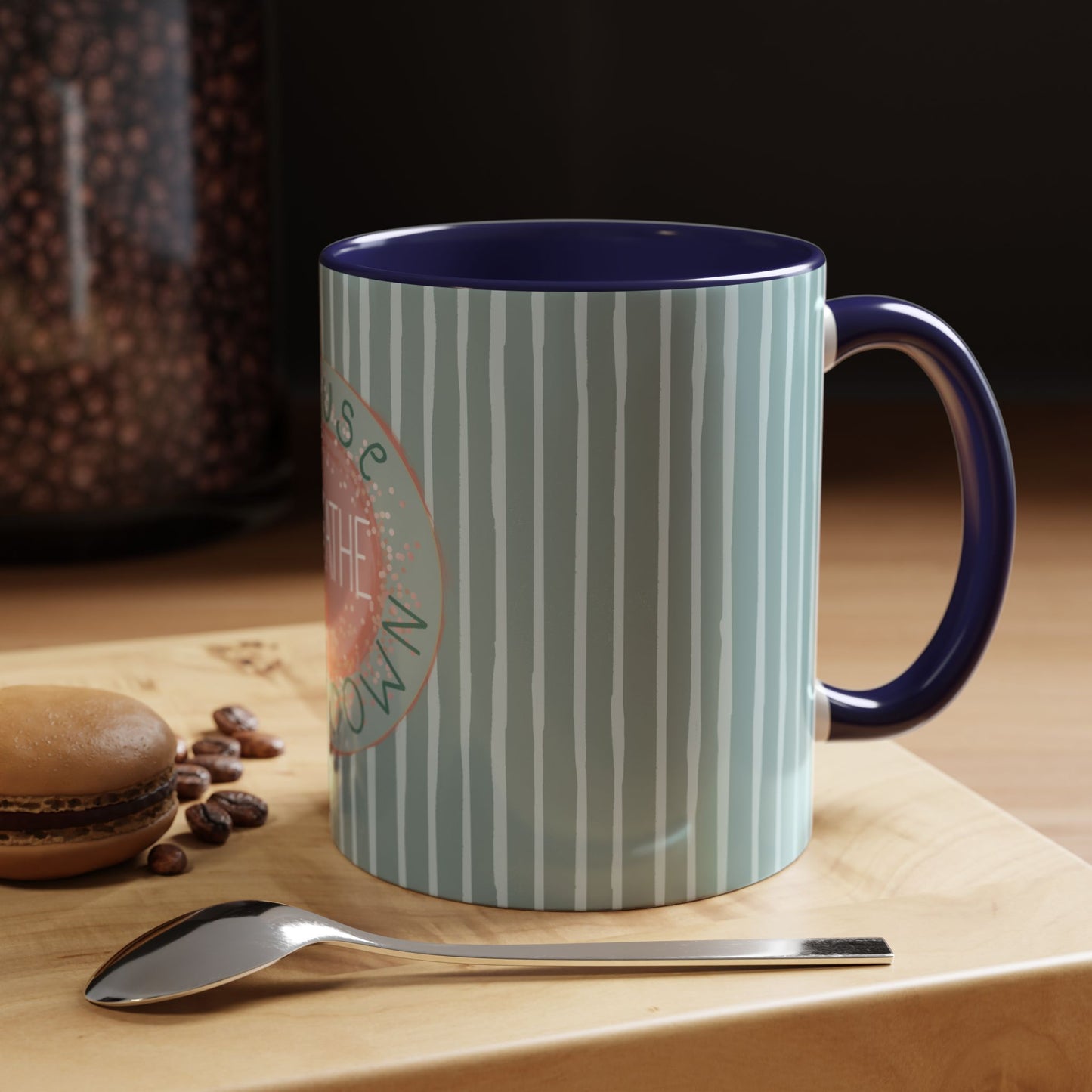 Pause Breathe Calm Down in Blue Candy Drip Stripes - Accent Coffee Mug (11, 15oz)