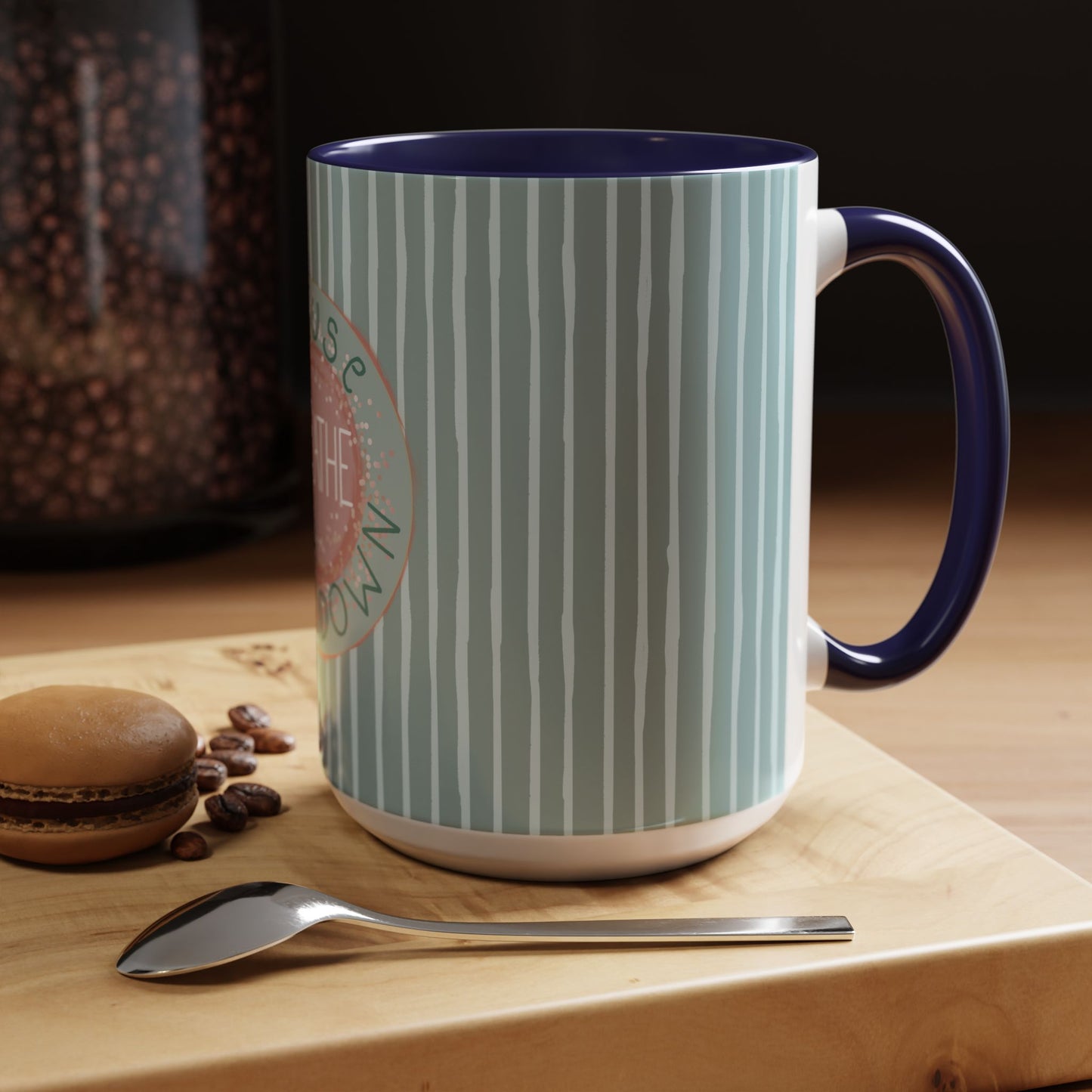 Pause Breathe Calm Down in Blue Candy Drip Stripes - Accent Coffee Mug (11, 15oz)