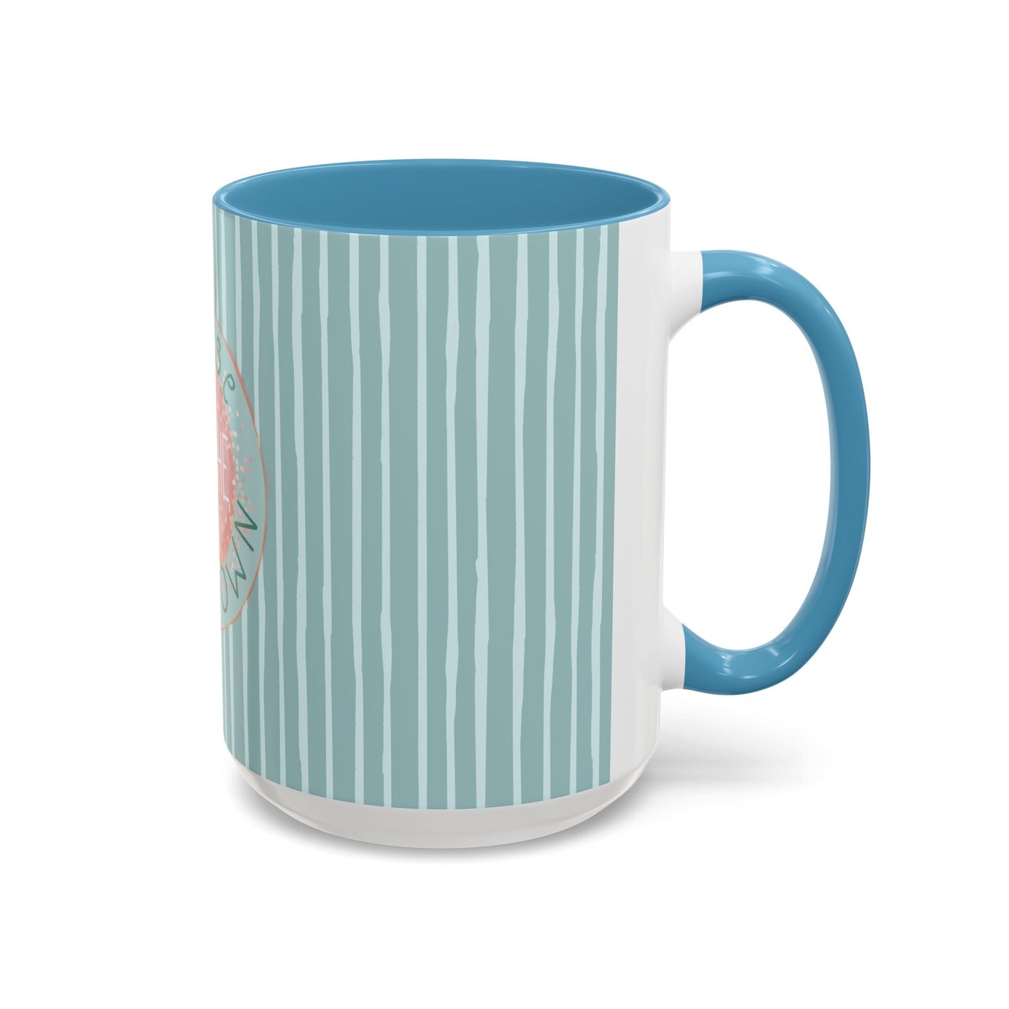 Pause Breathe Calm Down in Blue Candy Drip Stripes - Accent Coffee Mug (11, 15oz)