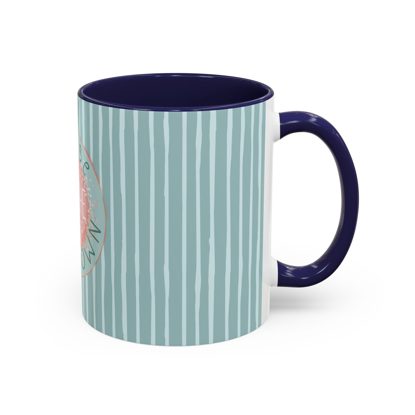 Pause Breathe Calm Down in Blue Candy Drip Stripes - Accent Coffee Mug (11, 15oz)