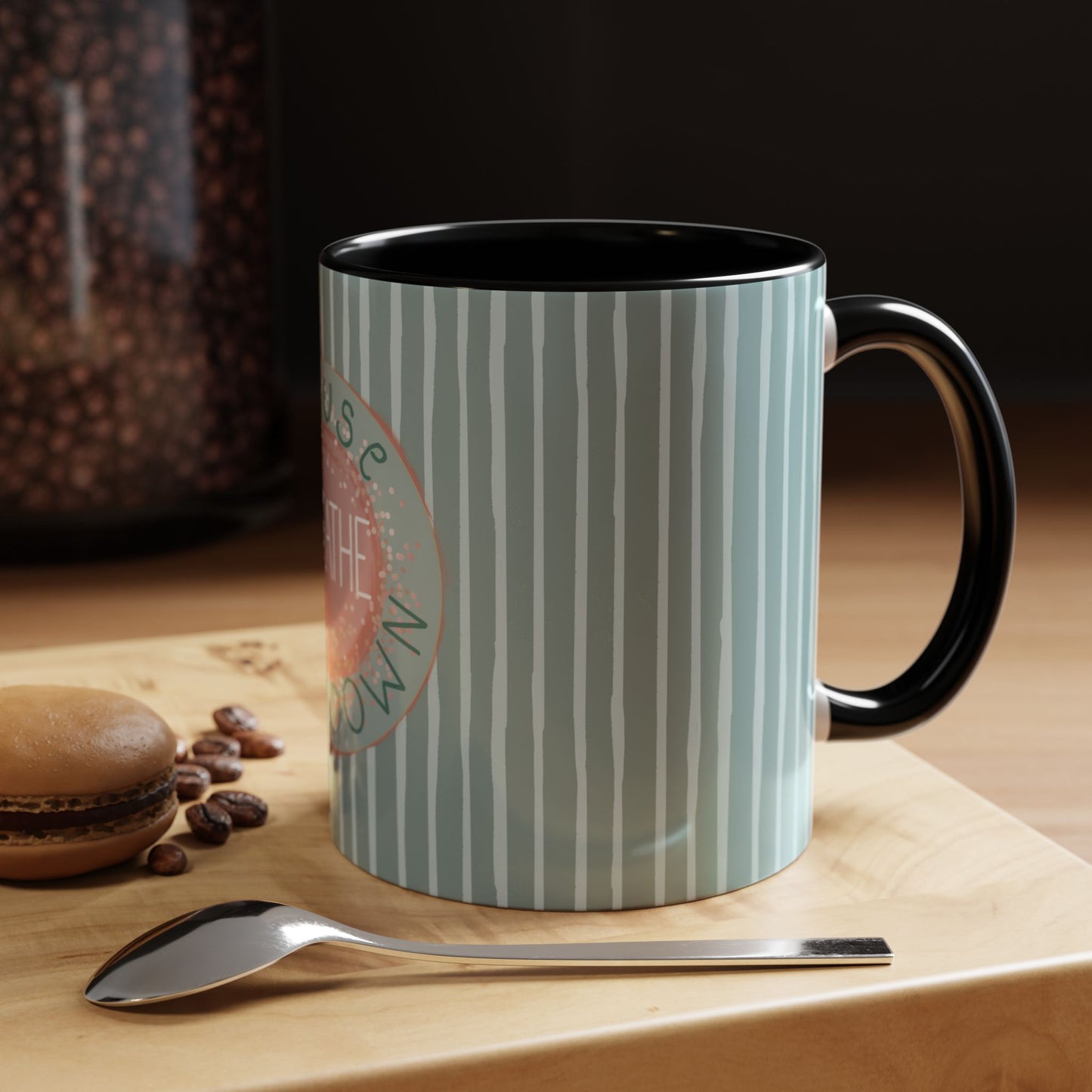 Pause Breathe Calm Down in Blue Candy Drip Stripes - Accent Coffee Mug (11, 15oz)