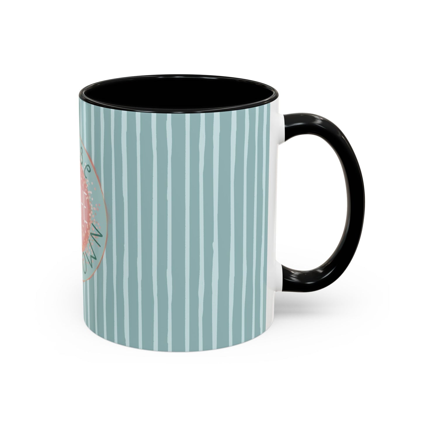 Pause Breathe Calm Down in Blue Candy Drip Stripes - Accent Coffee Mug (11, 15oz)