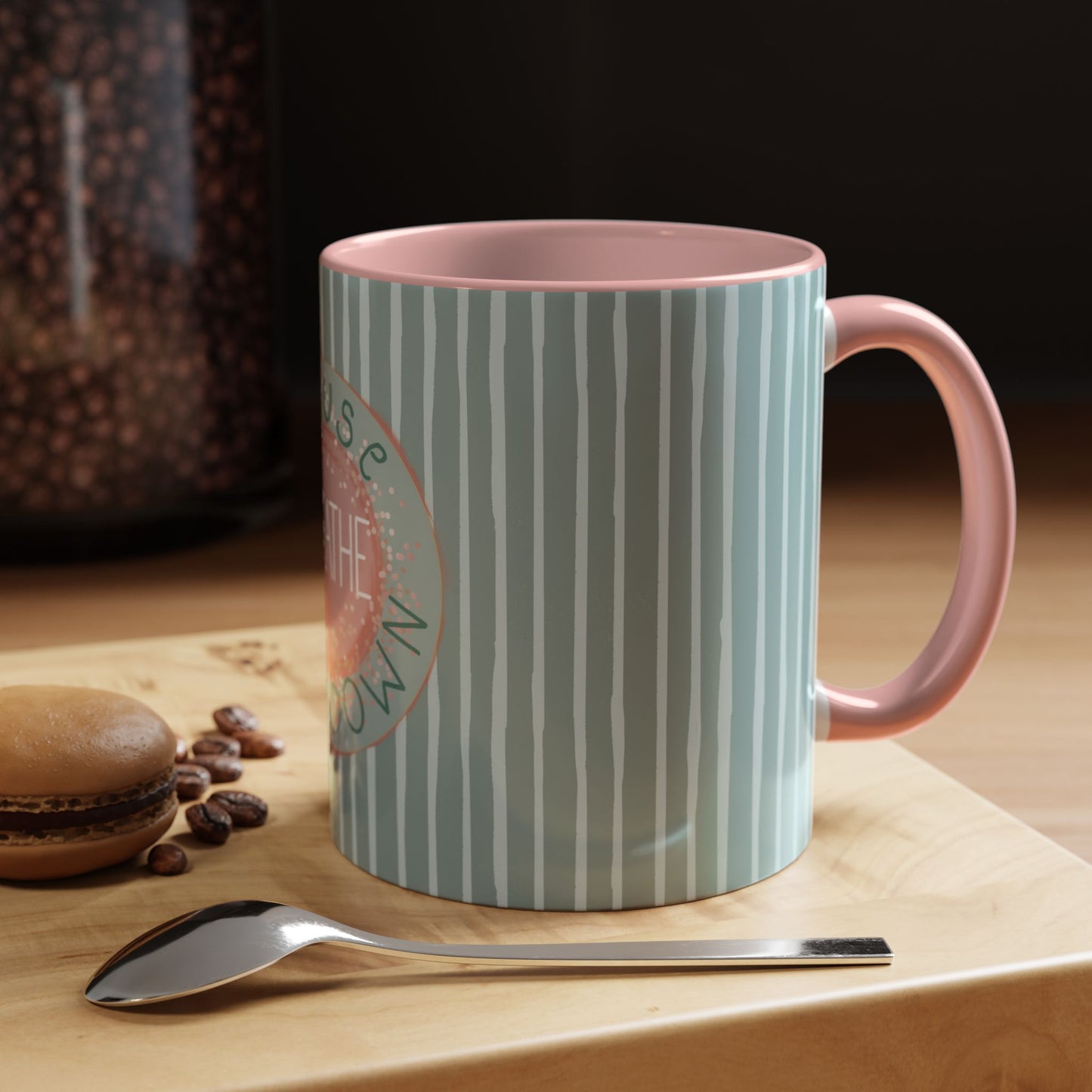 Pause Breathe Calm Down in Blue Candy Drip Stripes - Accent Coffee Mug (11, 15oz)