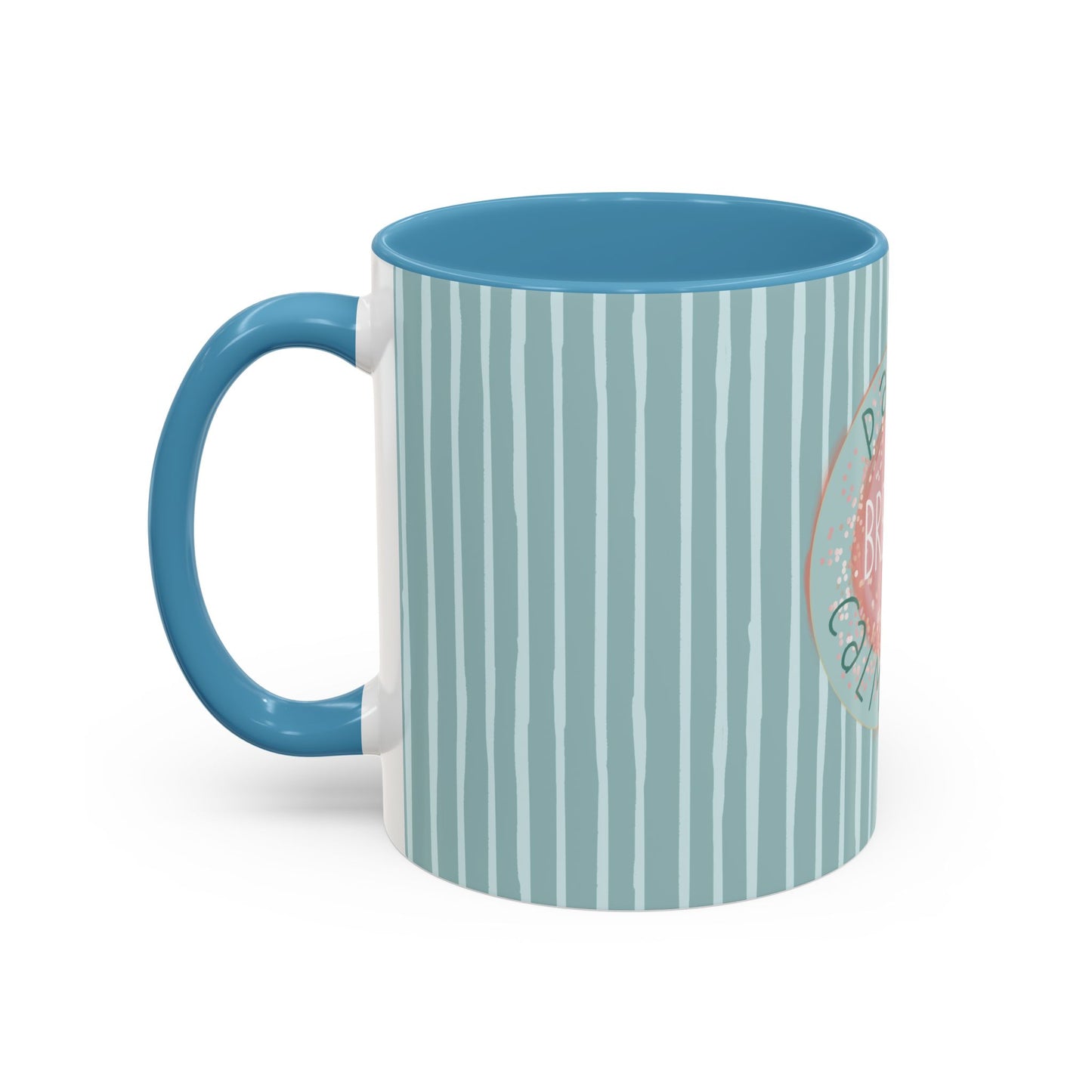 Pause Breathe Calm Down in Blue Candy Drip Stripes - Accent Coffee Mug (11, 15oz)