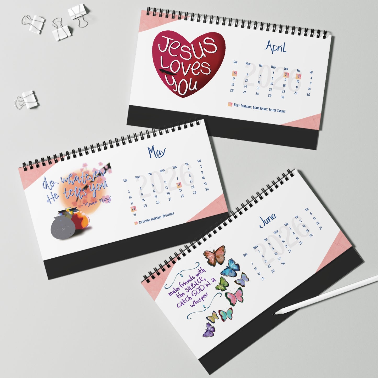 Colorful Butterfly Desktop Calendar | Inspirational Desk Decor, Yearly Planner, Office Gift, Mindfulness Reminder, 2026 Calendar