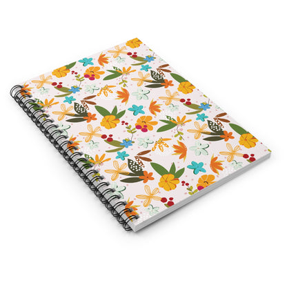 Colorful Floral Pattern Spiral Notebook - Ruled Line