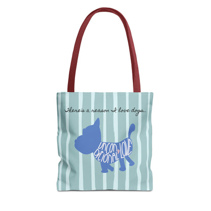 Dog Lover Tote Bag - Candy Blue Stripe - 3 Sizes Available