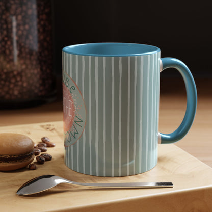 Pause Breathe Calm Down in Blue Candy Drip Stripes - Accent Coffee Mug (11, 15oz)