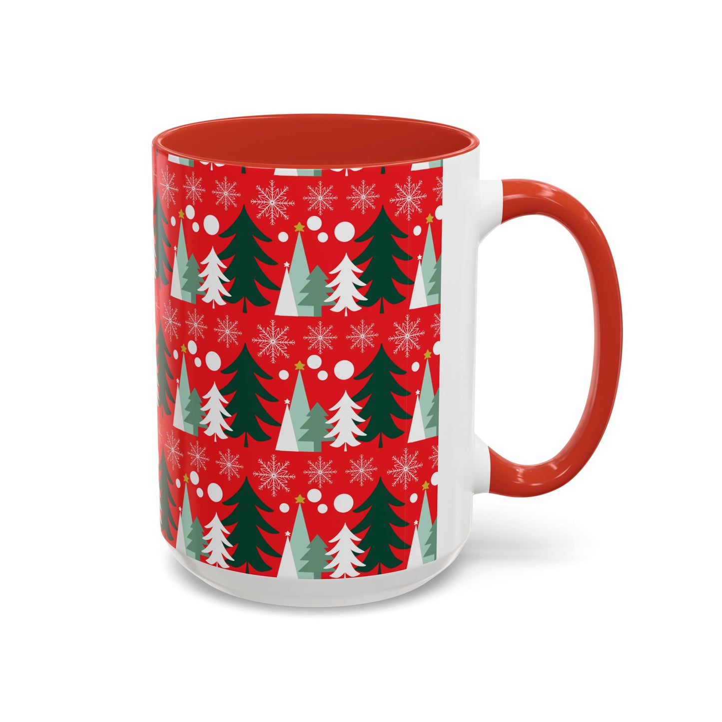 Christmas trees and snow falling Accent Coffee Mug (11, 15oz)