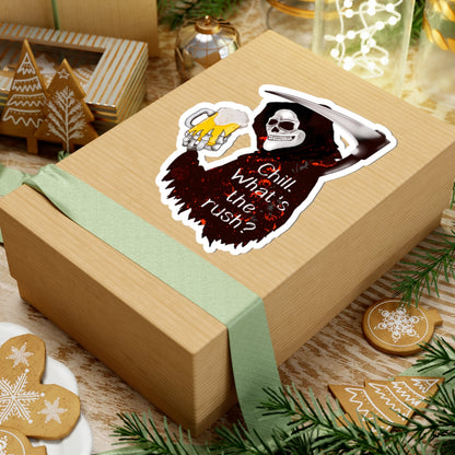 Chill What's the Rush? Grim Reaper Beer Kiss-Cut Sticker