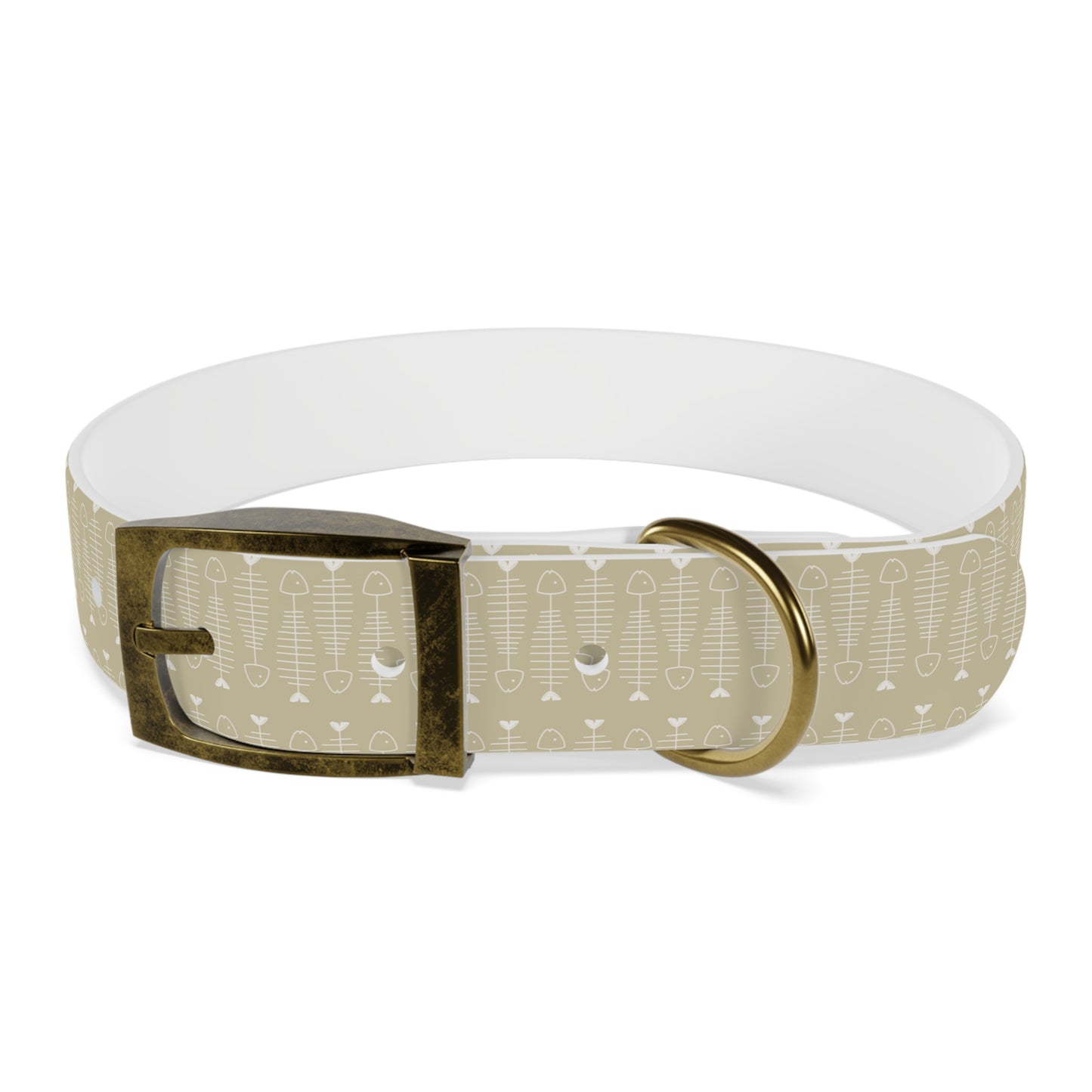 Fish Bone Pattern in Beige Custom Dog Collar