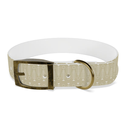 Fish Bone Pattern in Beige Custom Dog Collar