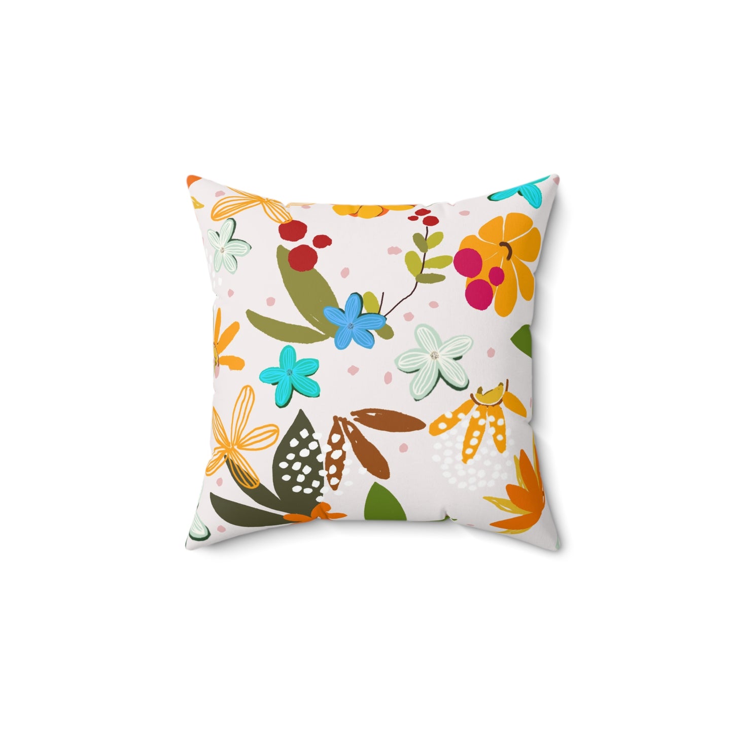 Autumn Feels Fall Florals and Twigs Spun Polyester Square Pillow