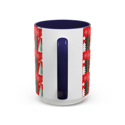 Christmas trees and snow falling Accent Coffee Mug (11, 15oz)