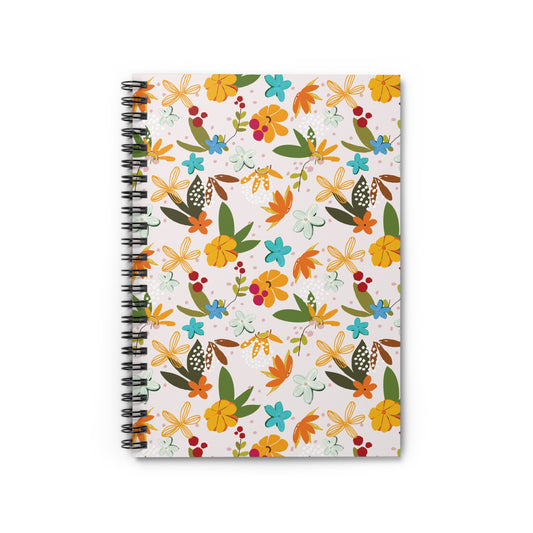 Colorful Floral Pattern Spiral Notebook - Ruled Line