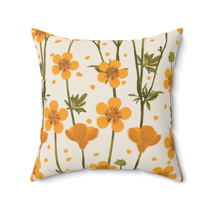 Autumn Orange Buttercup Spun Polyester Square Pillow