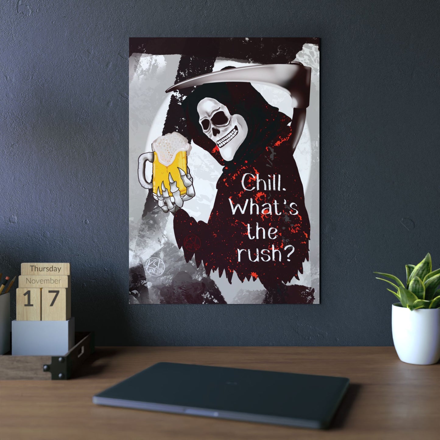 Grim Reaper 'Chill What's the Rush?' Aluminum Art Panel