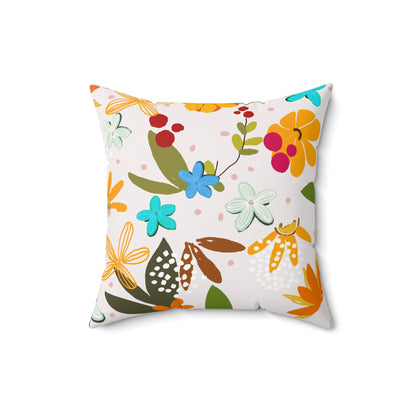 Autumn Feels Fall Florals and Twigs Spun Polyester Square Pillow