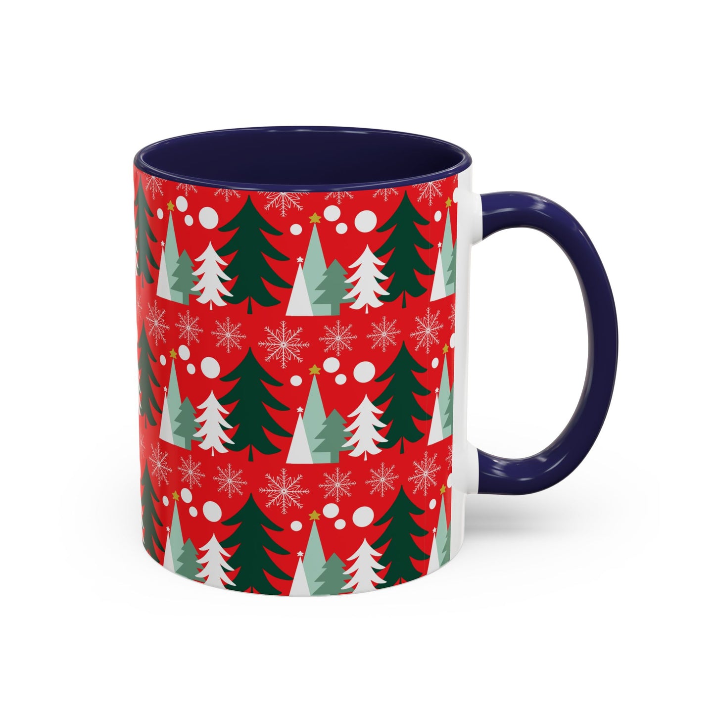 Christmas trees and snow falling Accent Coffee Mug (11, 15oz)