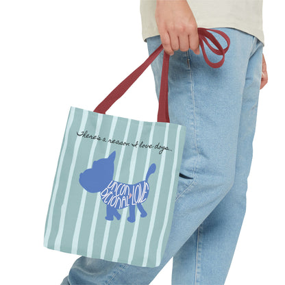 Dog Lover Tote Bag - Candy Blue Stripe - 3 Sizes Available