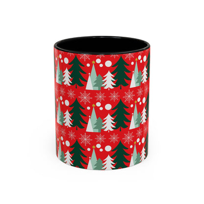 Christmas trees and snow falling Accent Coffee Mug (11, 15oz)