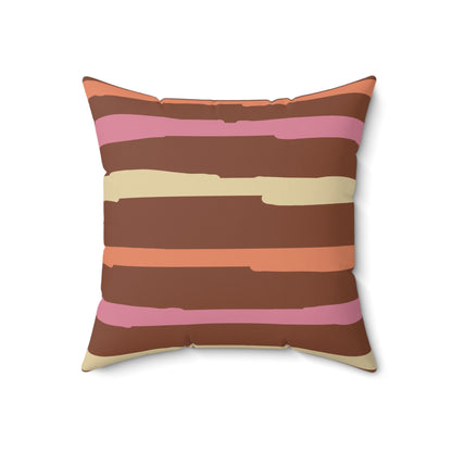 Autumn Fall Halloween Candy Corn Stripes - Cute and Fun - Pink and Orange Spun Polyester Square Pillow