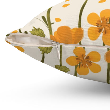 Autumn Orange Buttercup Spun Polyester Square Pillow