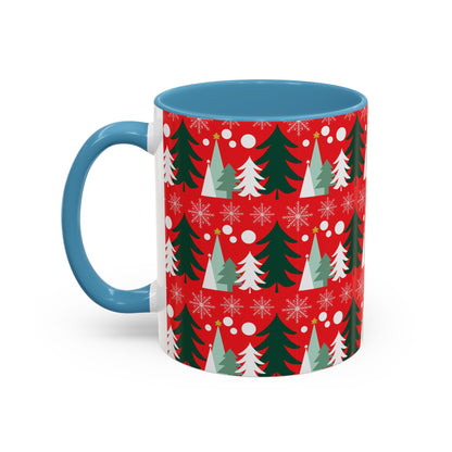 Christmas trees and snow falling Accent Coffee Mug (11, 15oz)