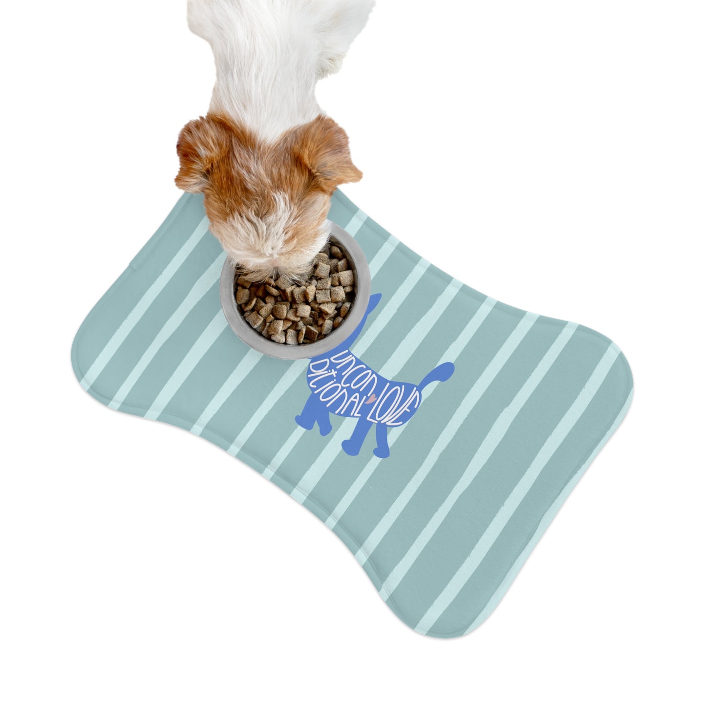 Unconditional Love Blue Stripes Dog Feeding Mats