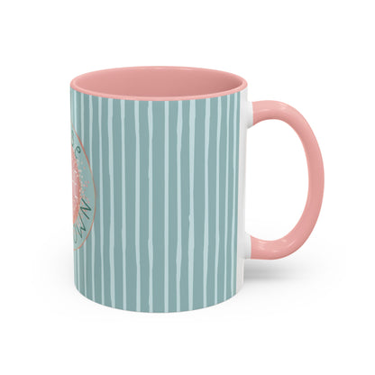 Pause Breathe Calm Down in Blue Candy Drip Stripes - Accent Coffee Mug (11, 15oz)