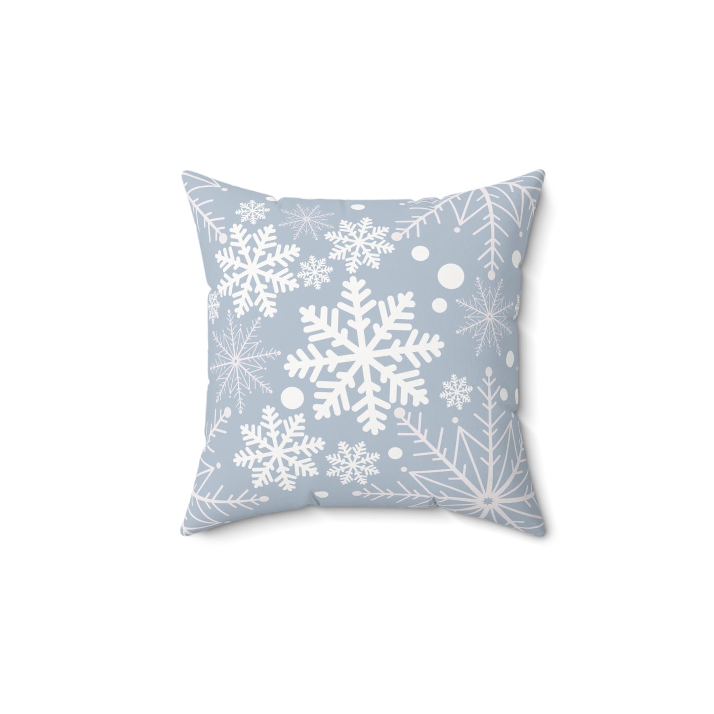 Light Blue Snowflakes Spun Polyester Square Pillow