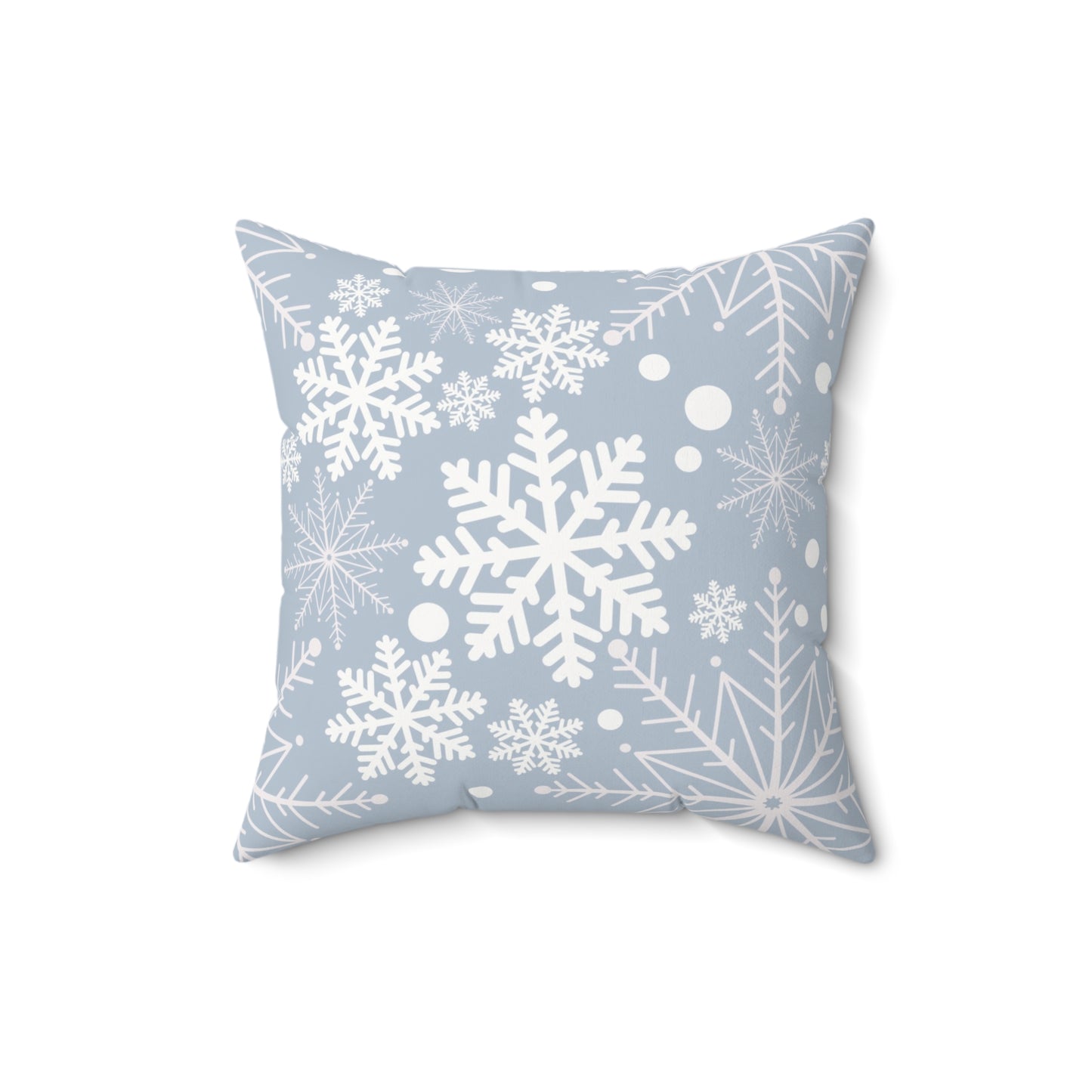 Light Blue Snowflakes Spun Polyester Square Pillow