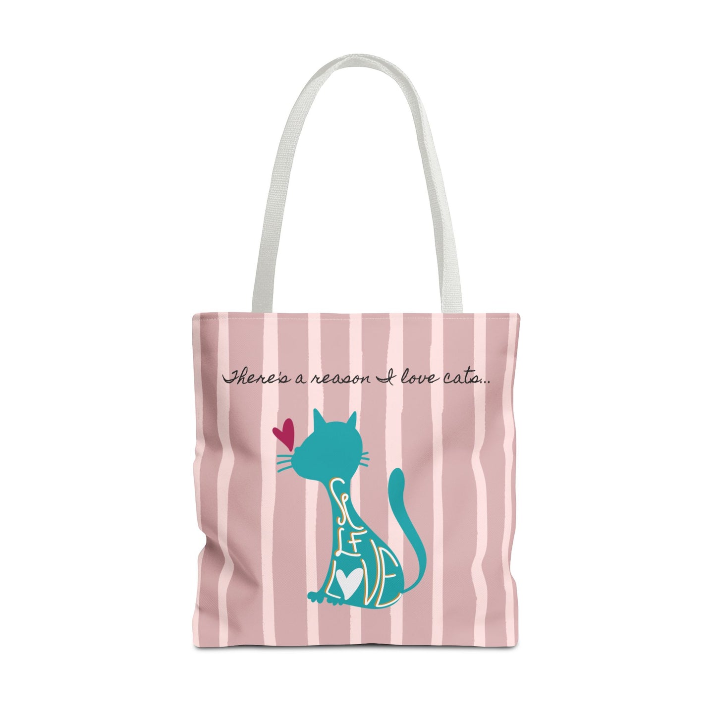 Cat Lover Tote Bag - Candy Pink Stripe Design - 3 Sizes Available