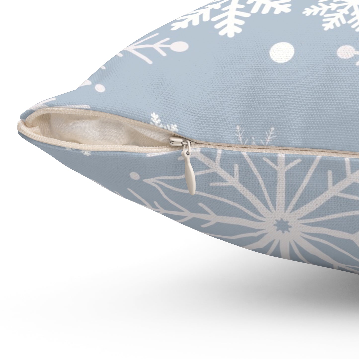 Light Blue Snowflakes Spun Polyester Square Pillow