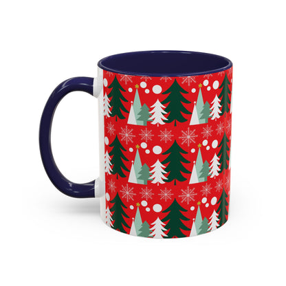 Christmas trees and snow falling Accent Coffee Mug (11, 15oz)