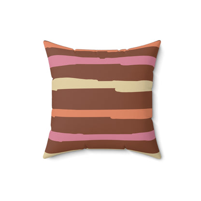 Autumn Fall Halloween Candy Corn Stripes - Cute and Fun - Pink and Orange Spun Polyester Square Pillow