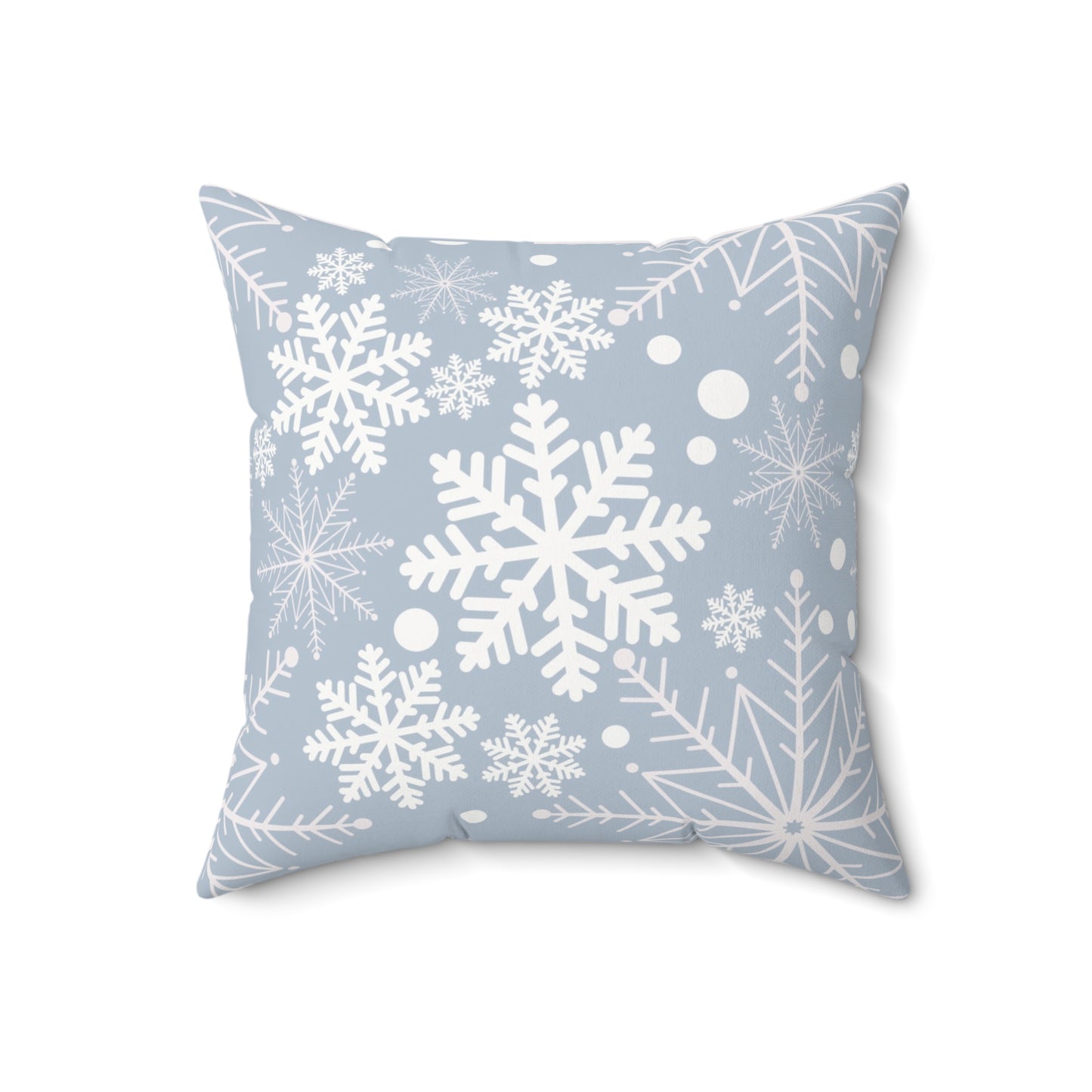 Light Blue Snowflakes Spun Polyester Square Pillow