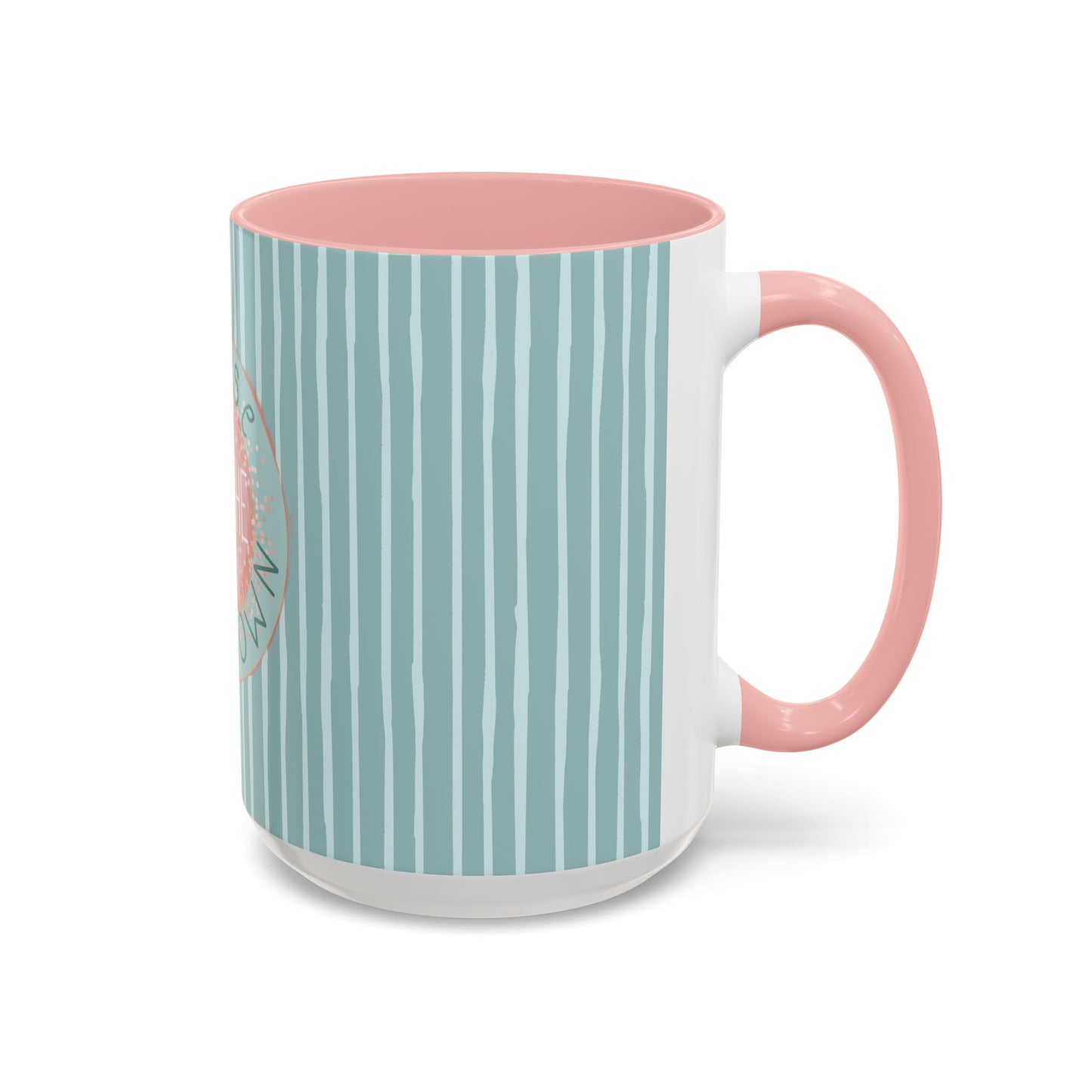 Pause Breathe Calm Down in Blue Candy Drip Stripes - Accent Coffee Mug (11, 15oz)