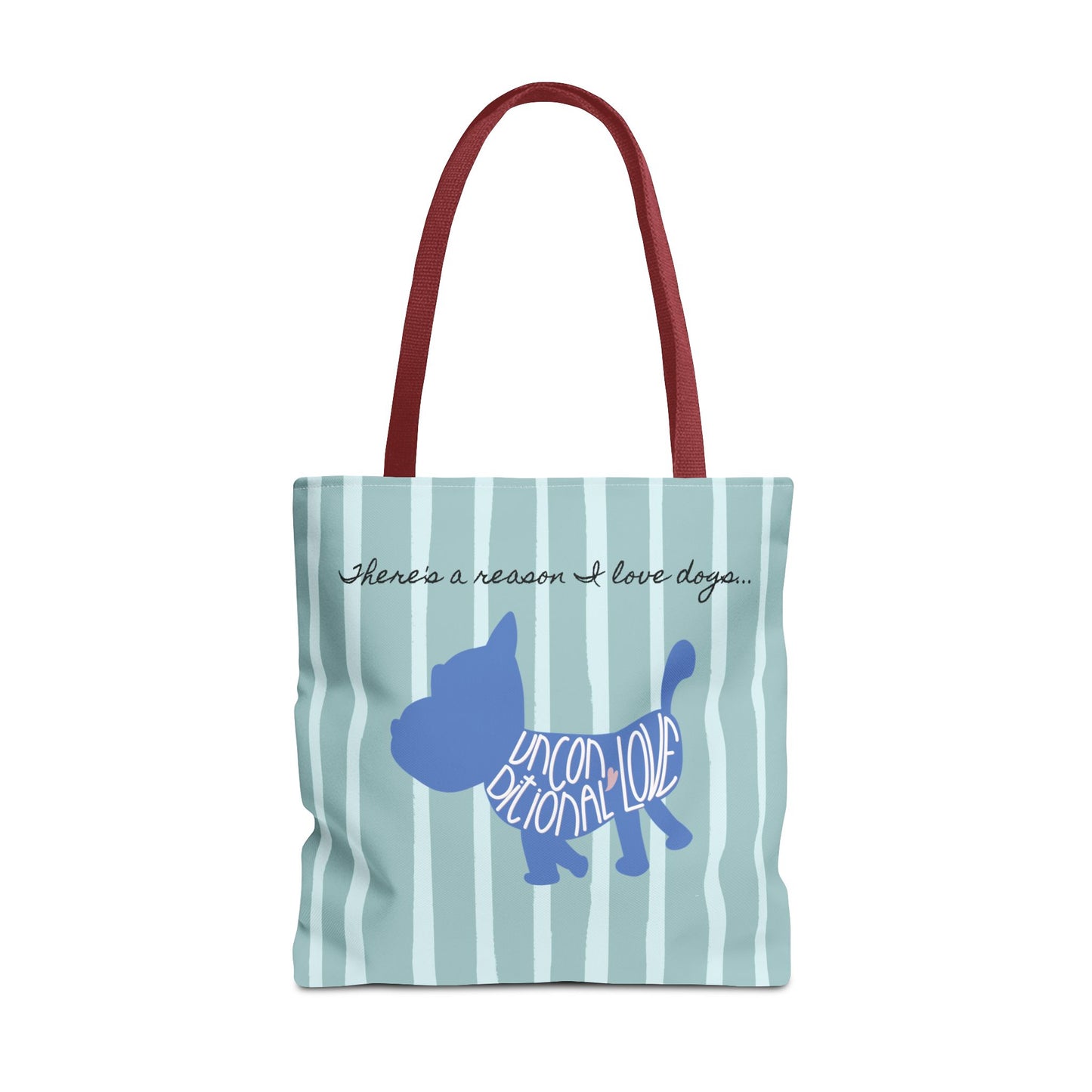 Dog Lover Tote Bag - Candy Blue Stripe - 3 Sizes Available