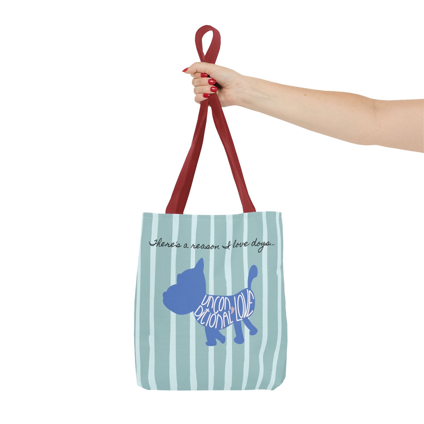 Dog Lover Tote Bag - Candy Blue Stripe - 3 Sizes Available