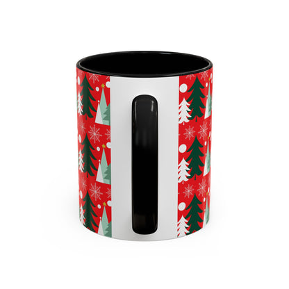 Christmas trees and snow falling Accent Coffee Mug (11, 15oz)