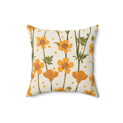 Autumn Orange Buttercup Spun Polyester Square Pillow