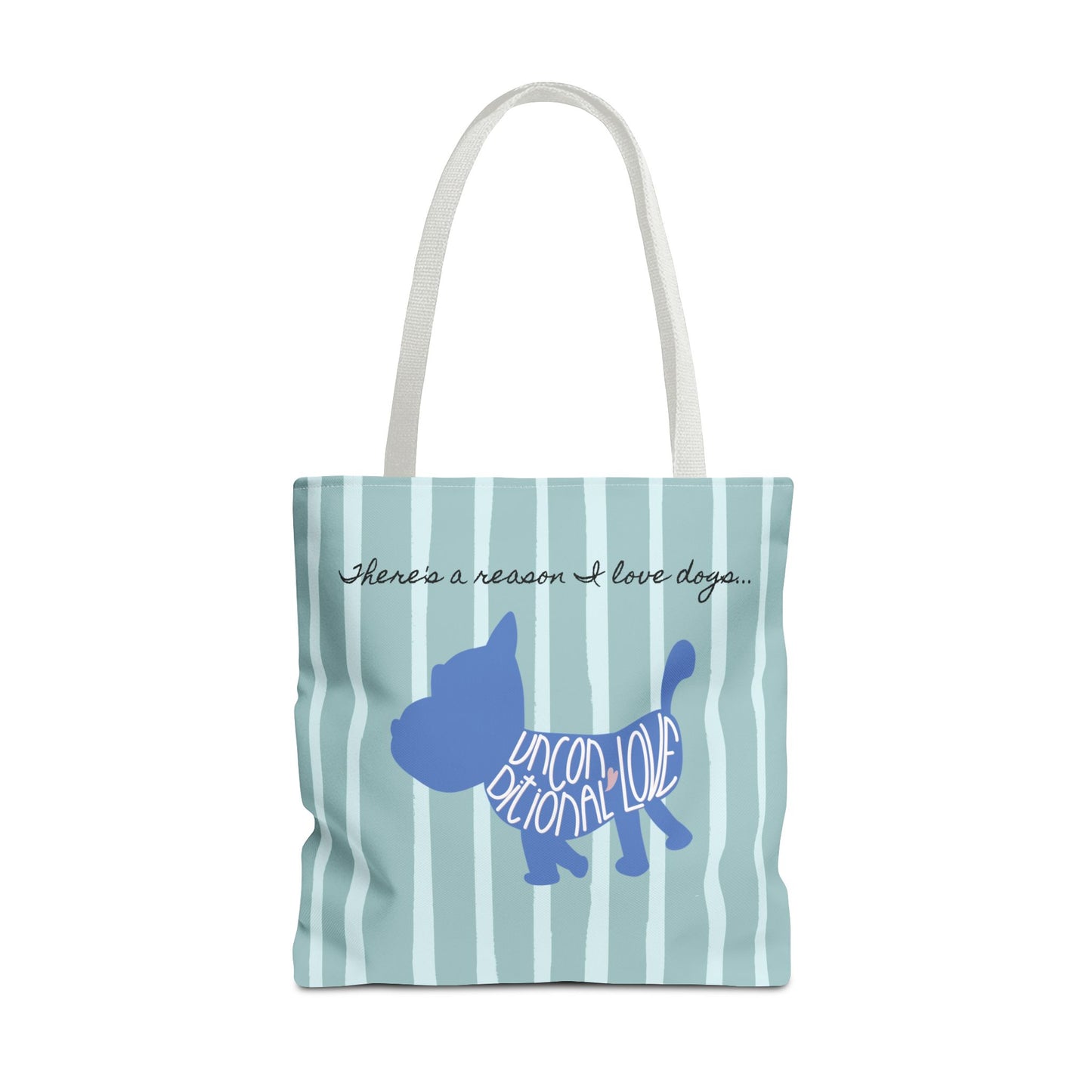 Dog Lover Tote Bag - Candy Blue Stripe - 3 Sizes Available