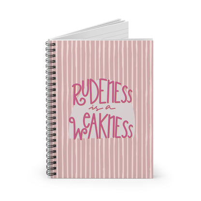 Rudeness is a Weakness Candy Pink Drip Stripes Spiral Notebook - Ruled Line