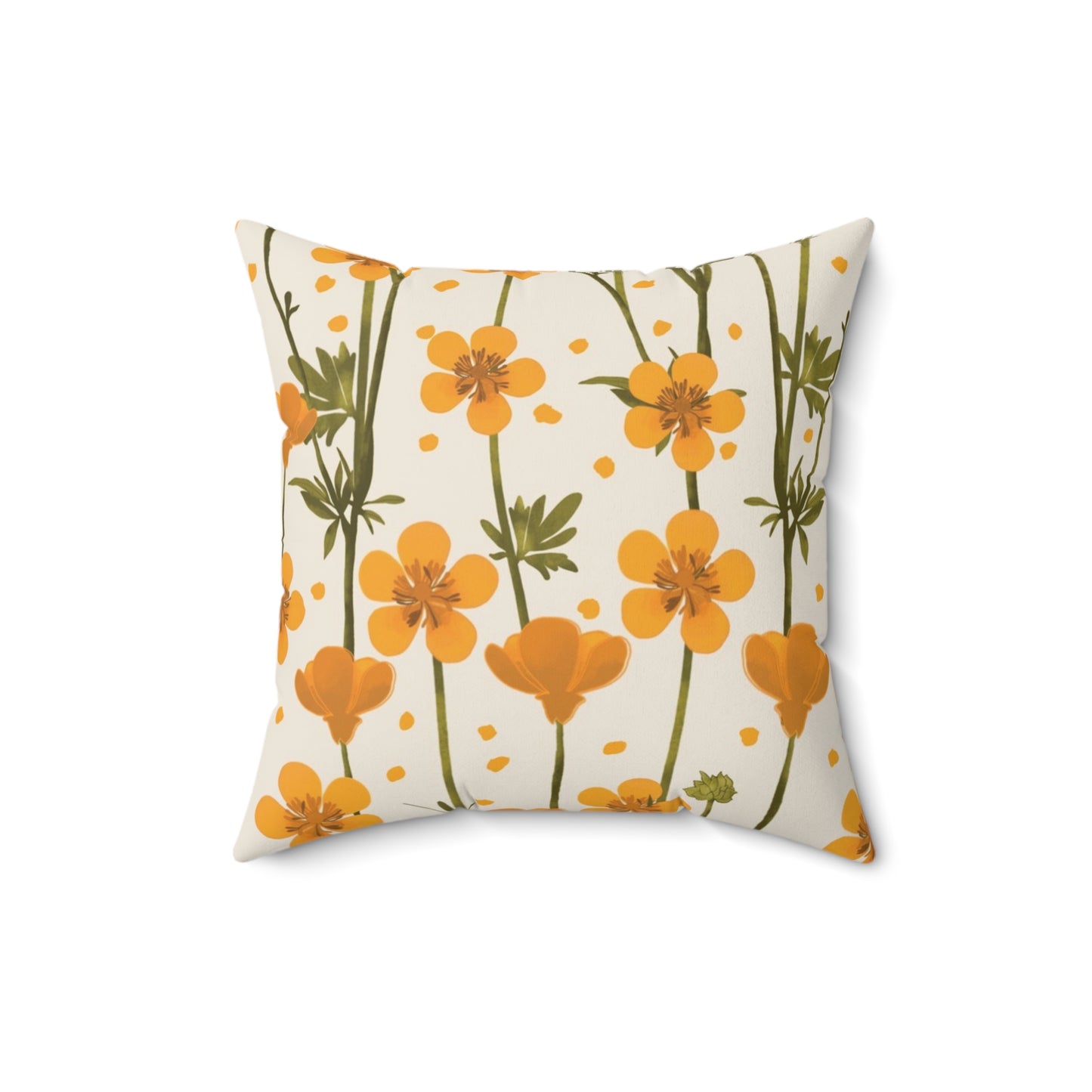 Autumn Orange Buttercup Spun Polyester Square Pillow