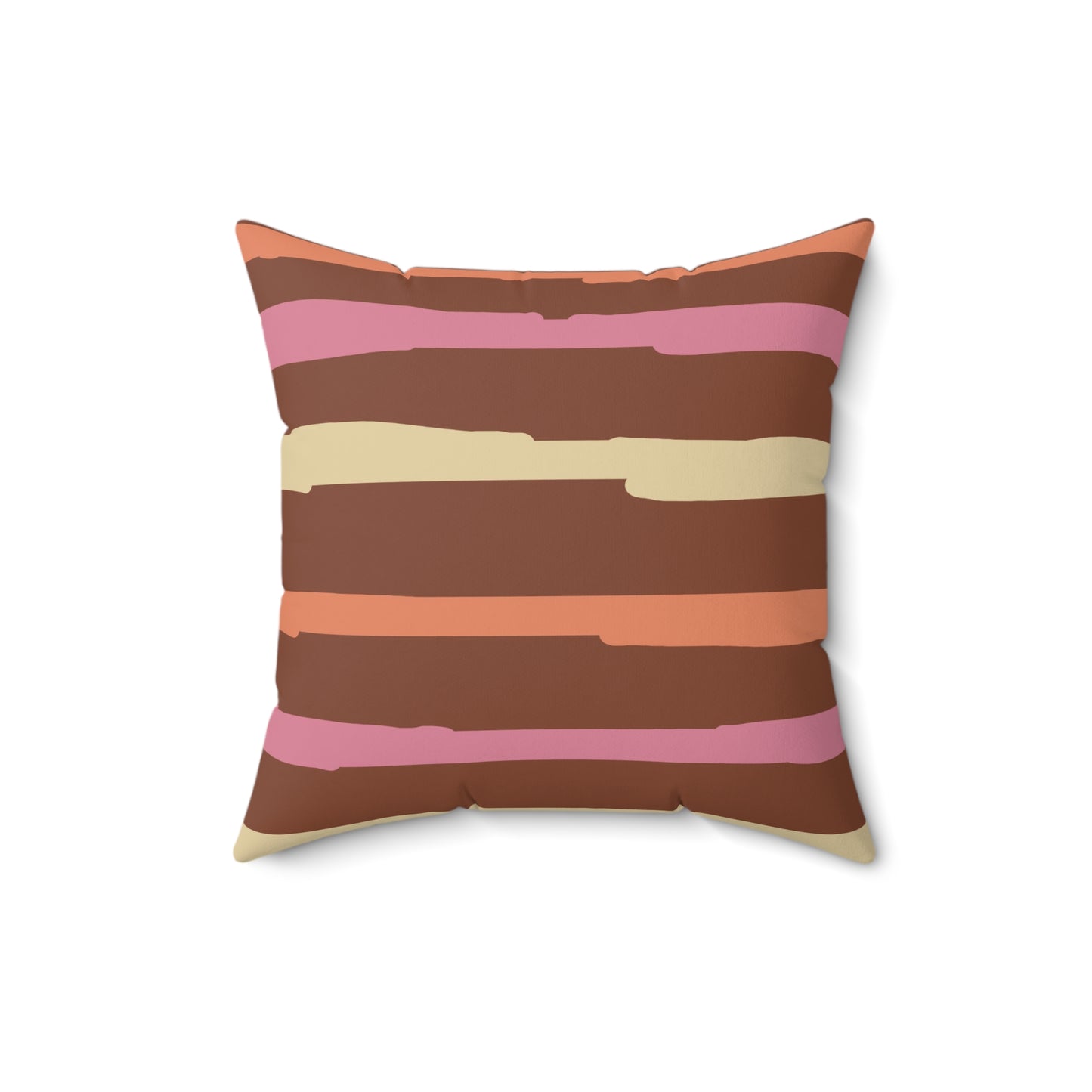 Autumn Fall Halloween Candy Corn Stripes - Cute and Fun - Pink and Orange Spun Polyester Square Pillow