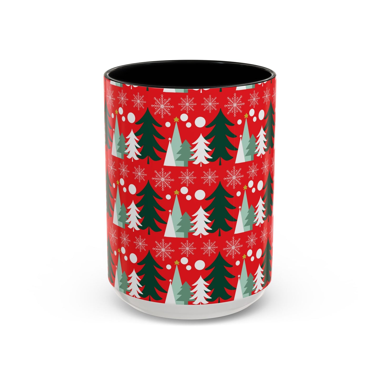 Christmas trees and snow falling Accent Coffee Mug (11, 15oz)