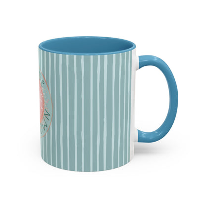 Pause Breathe Calm Down in Blue Candy Drip Stripes - Accent Coffee Mug (11, 15oz)