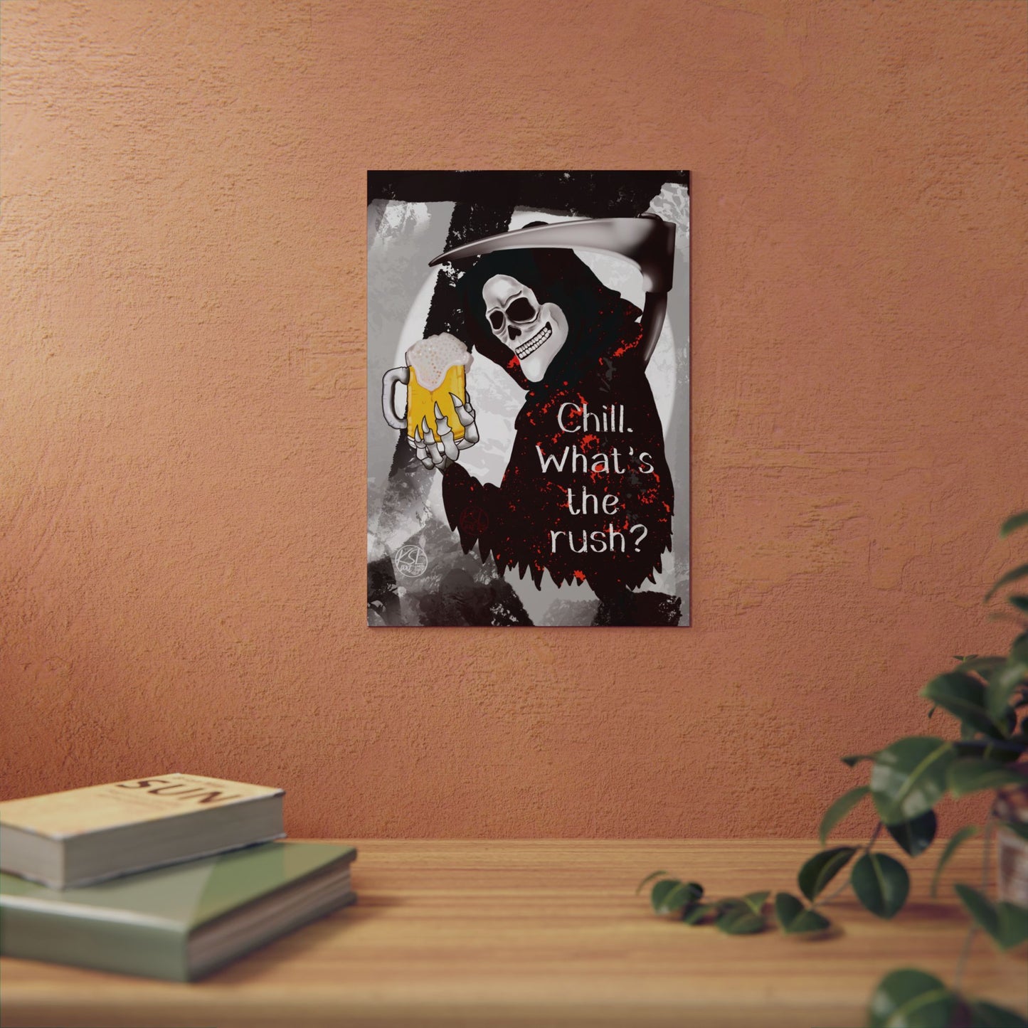 Grim Reaper 'Chill What's the Rush?' Aluminum Art Panel